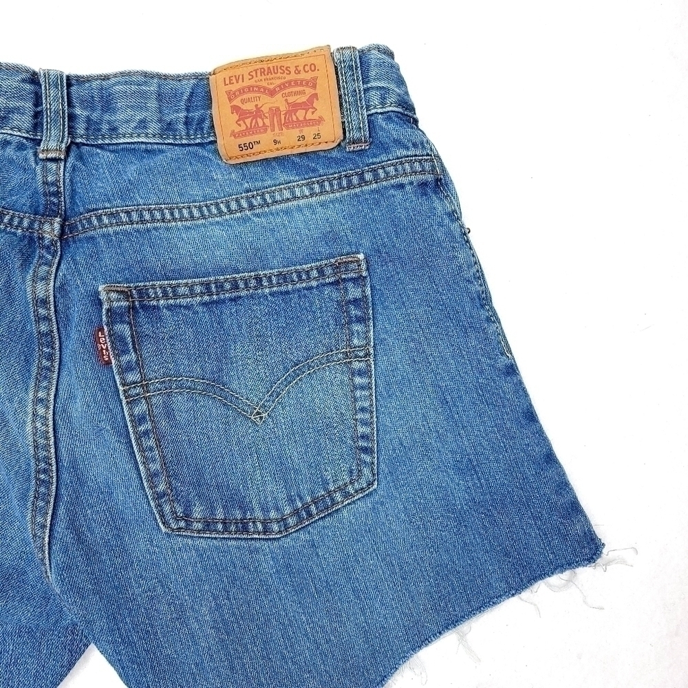 Levi's Red Tag 550 Boy's 9H Modified Denim Jean Shorts with Fringe Aesthetic - Picture 11 of 16